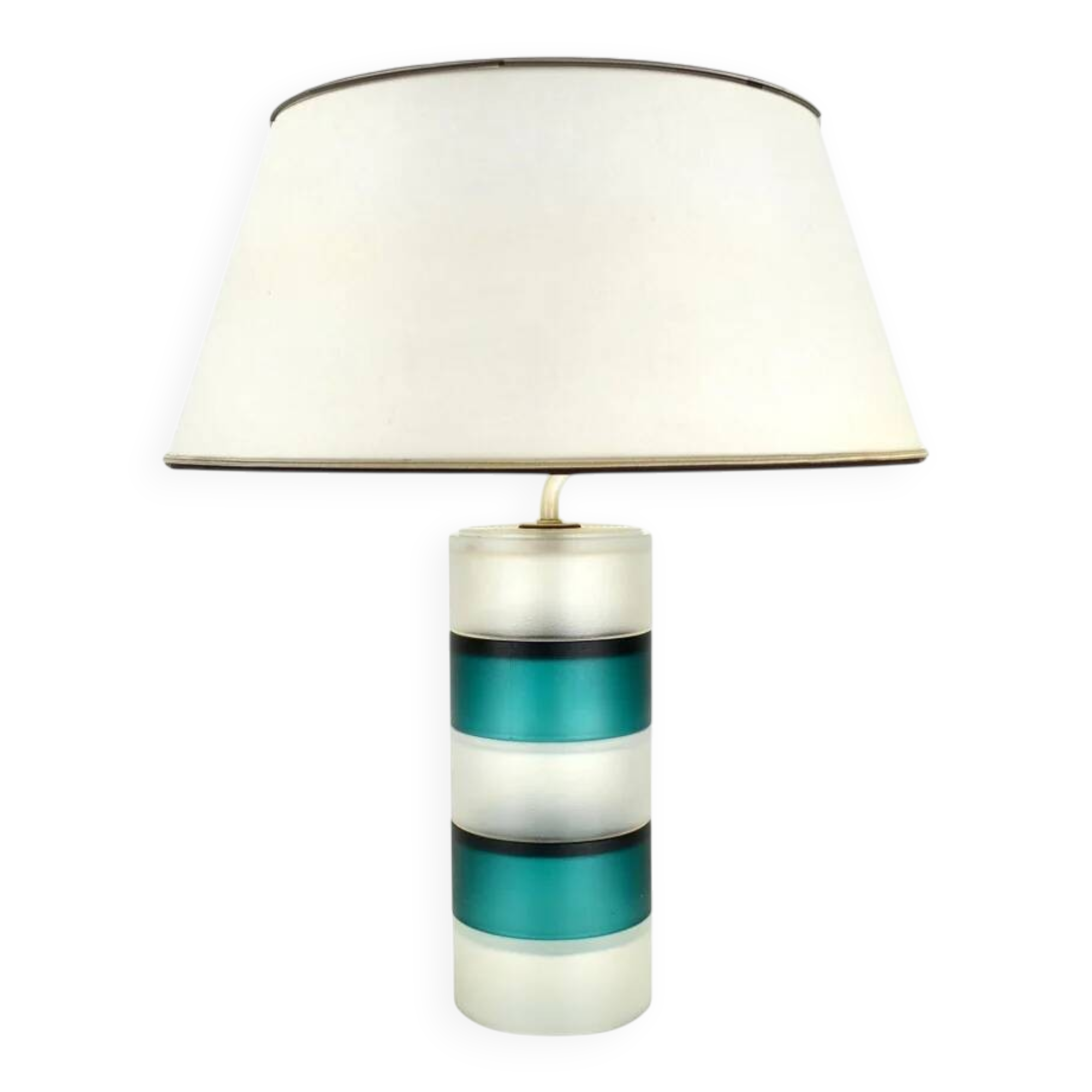 Scandinavian vintage modernist teal and clear glass table lamp