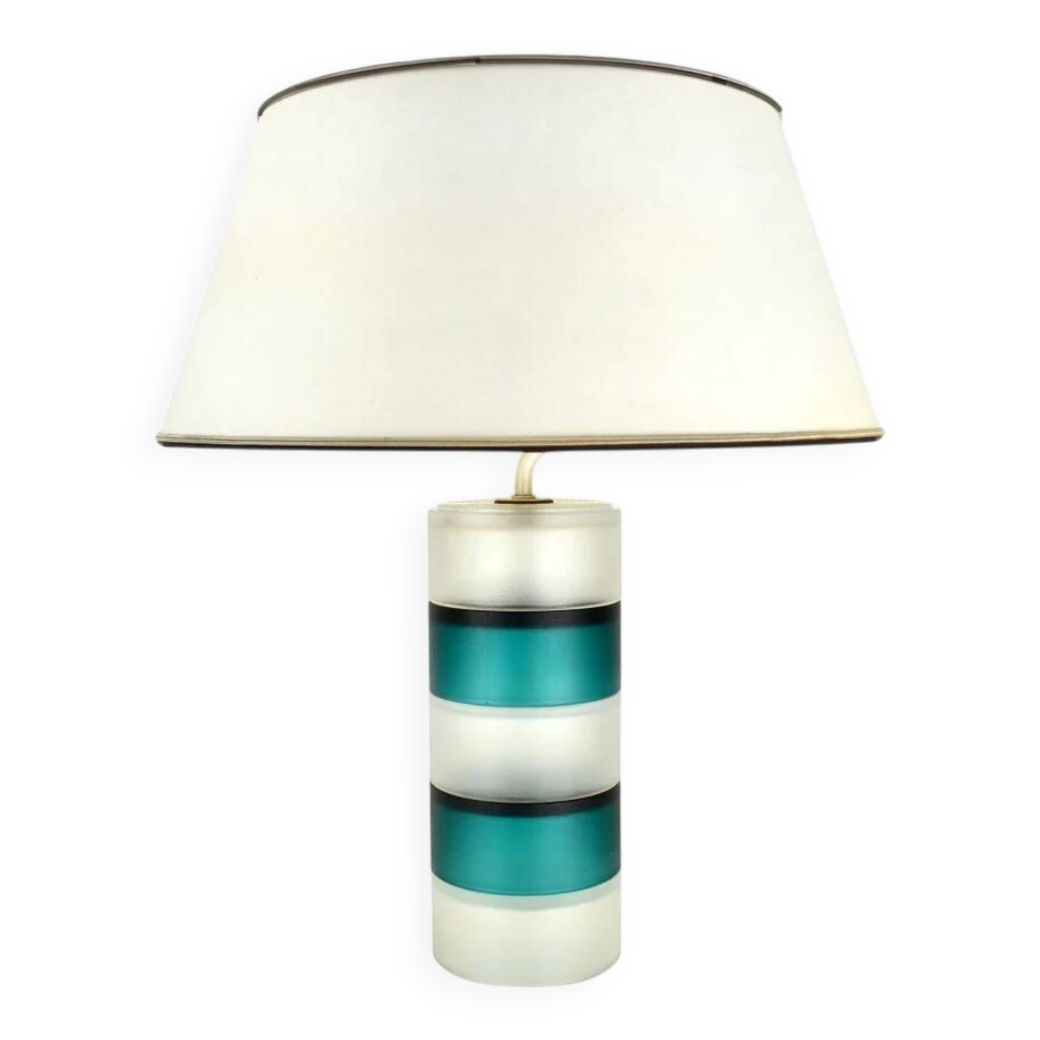Lampe de table scandinave vintage moderniste bleu sarcelle et verre clair