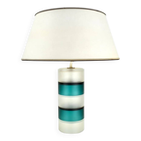 Scandinavian vintage modernist teal and clear glass table lamp