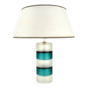 Lampe de table scandinave vintage moderniste bleu sarcelle et verre clair