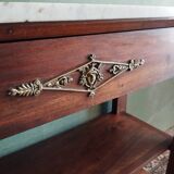 Solid wood console with white marble top in neoclassical style