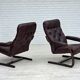 1970s, Scandinavian armchair, brown furniture leather, bent wood.