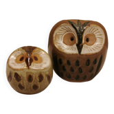 Ceramic owls, Danish design from the 1970s and 1980s, in the form of a pepper pot and a vase.