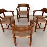 Rainer Daumiller Dining Chairs in Pine and New Paper Cord, 1970s