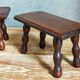 Pair of vintage solid turned wood footstools