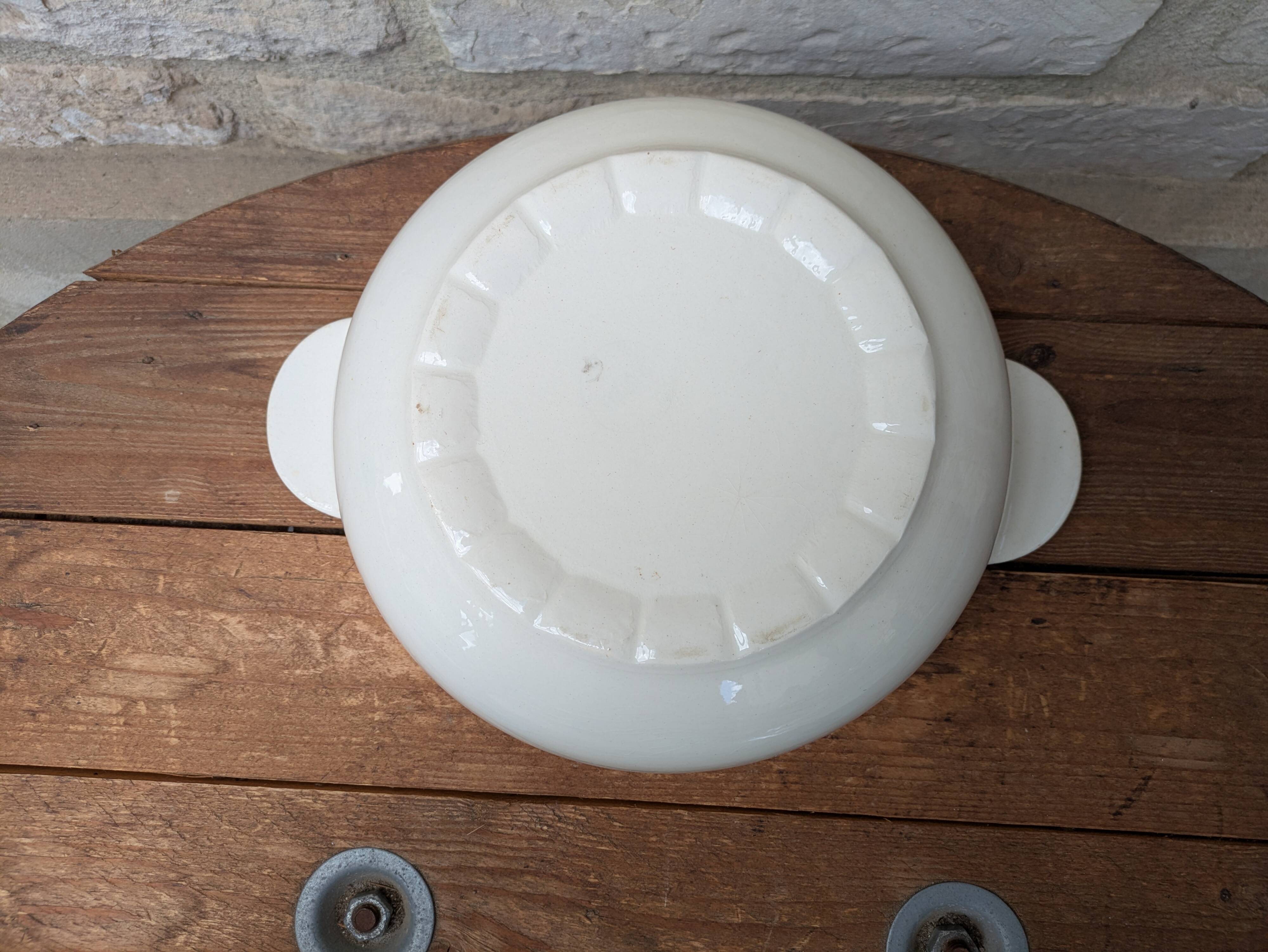 Soup tureen with lid in Salins ironstone model Nénuphar 25.5cm