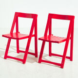 Pair of folding chairs in beech wood