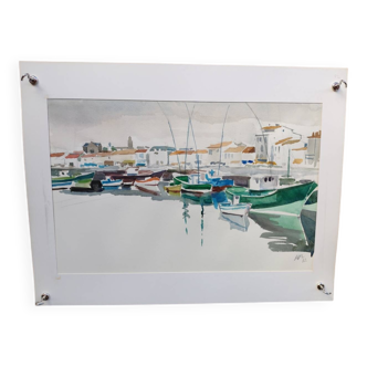 Watercolour by Michel Roubille, the island of Yeu 1982.