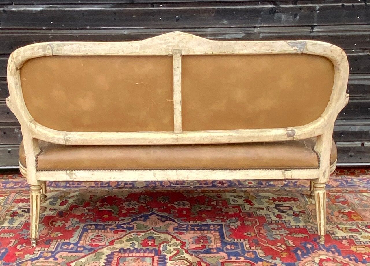 Louis XVI Period Laqué Wooden Bench Italian Work