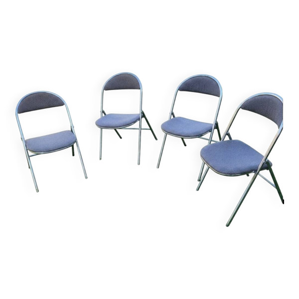 Serie de 4 serie de 4 chaises pliantes souvignet années  1970