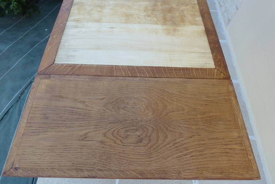 Italian wooden table with 2 extensions from 90 cm to 150 cm, completely restored