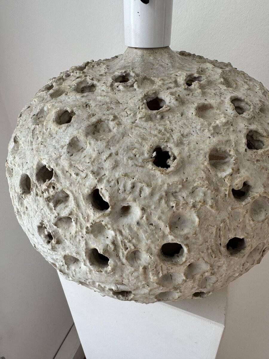 Large mid-century Danish brutalist ceramic table lamp in the style of Sejer, 1960s