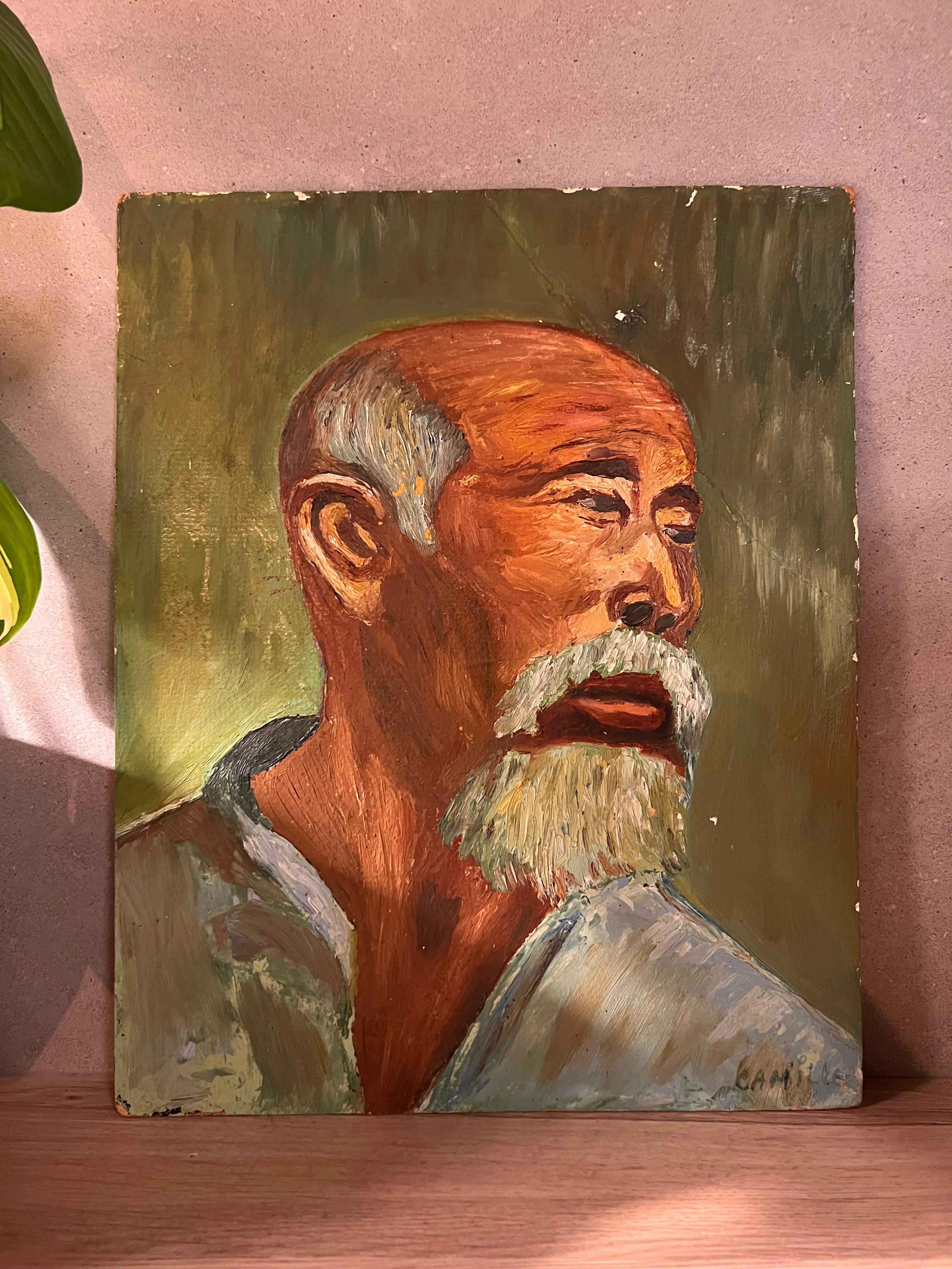 Old portrait, Asian man head