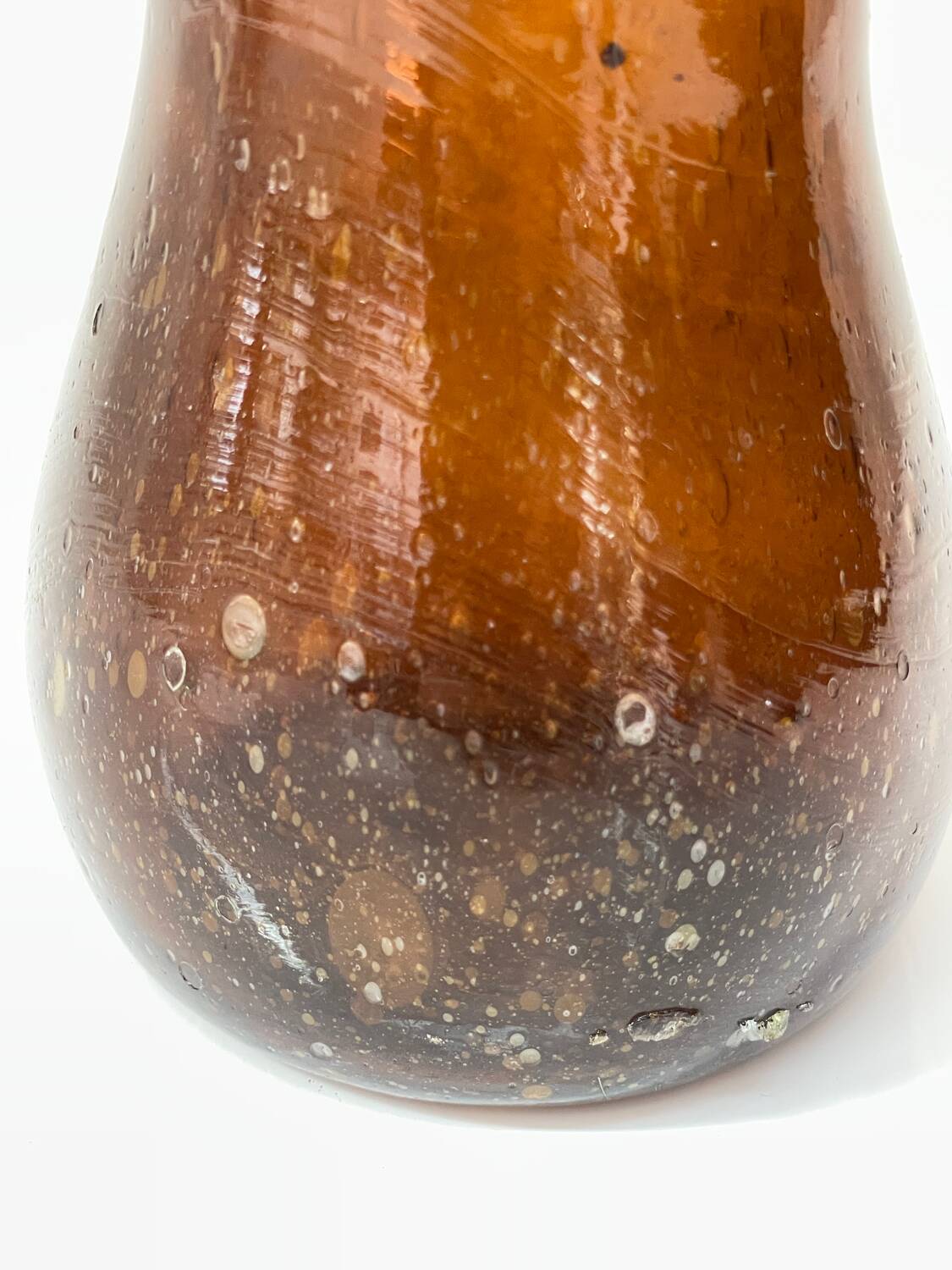 Vintage amber blown glass artisanal vase