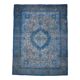 1970s Vintage Persian Handmade Wool Cotton Blue Area Rug 297x385