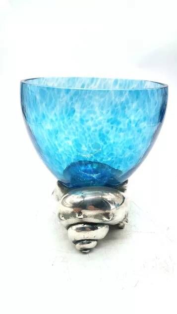 Large glass bowl RCR Colle - snail base in silver 925 by Carapelli & Miniati