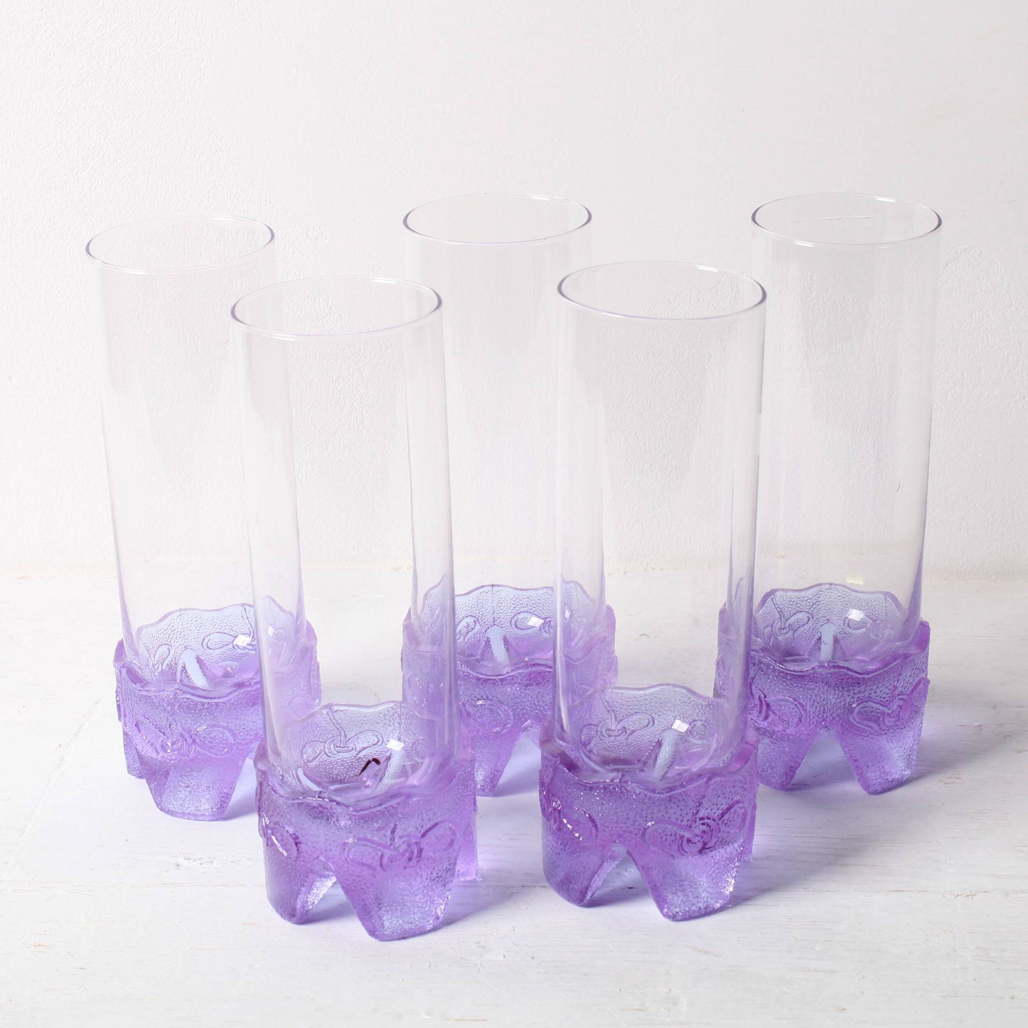 Set of 5 Vintage Lilac Tumblers / LACS Kristallglas / Italy / 1970s