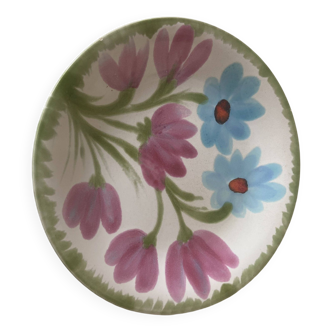 Assiette en Céramique Ricard - Motif Fleurs Rose, Bleue et Vert