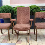 Armchair and 2 Baumann chairs in vintage velvet