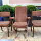 Fauteuil et 2 chaises Baumann en velours vintage