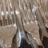 11 silver plated dessert forks, Francia goldsmith, single-flat, 18.9cm