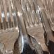 11 silver plated dessert forks, Francia goldsmith, single-flat, 18.9cm