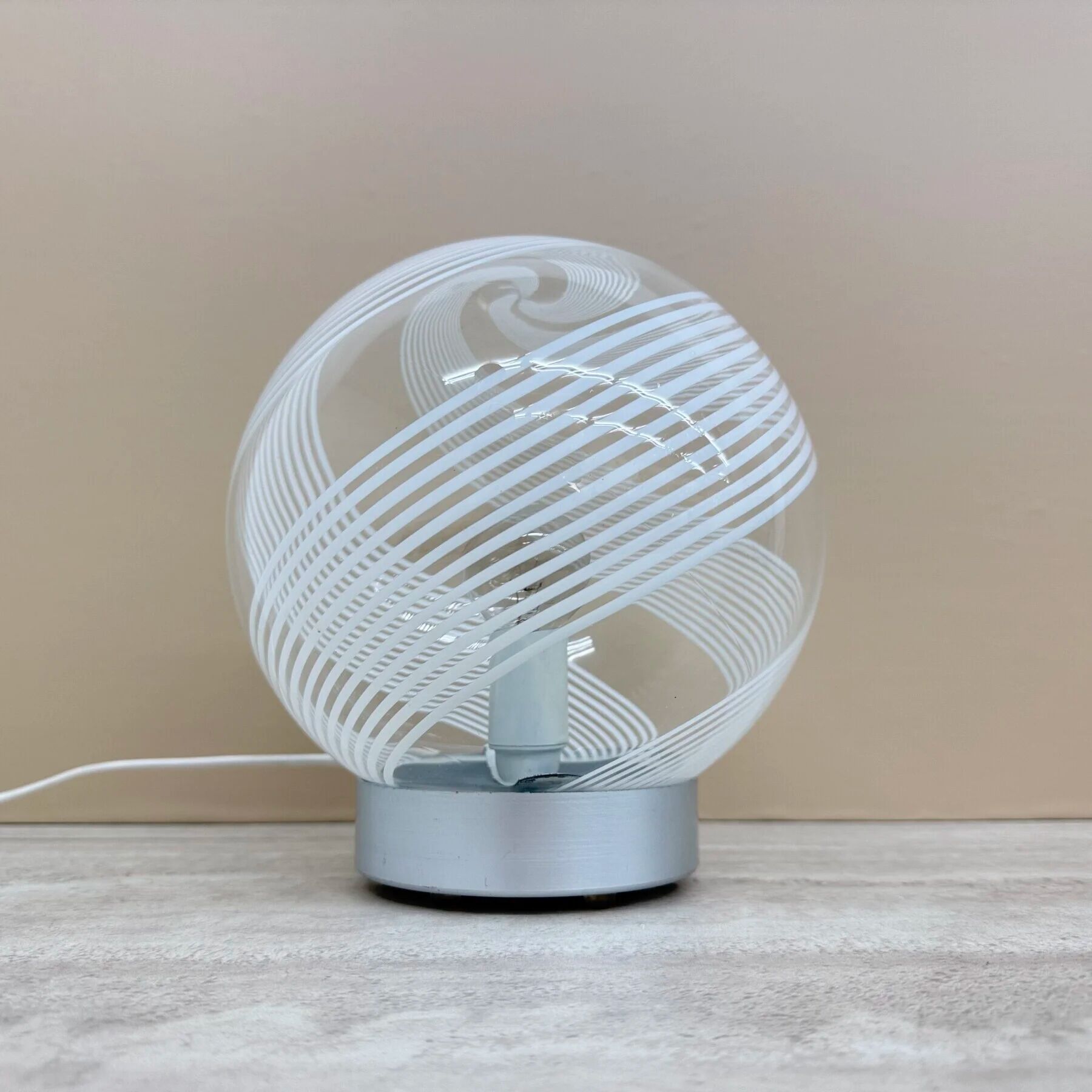 Mid-century design swirl glass table lamp, 1970s Italy