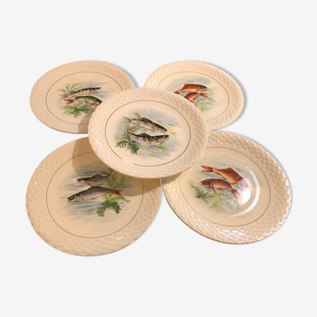 Assiettes plates poisson Gien 26cm