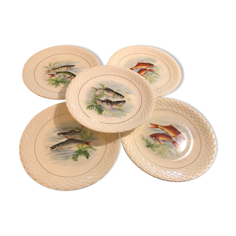 Assiettes plates poisson Gien 26cm