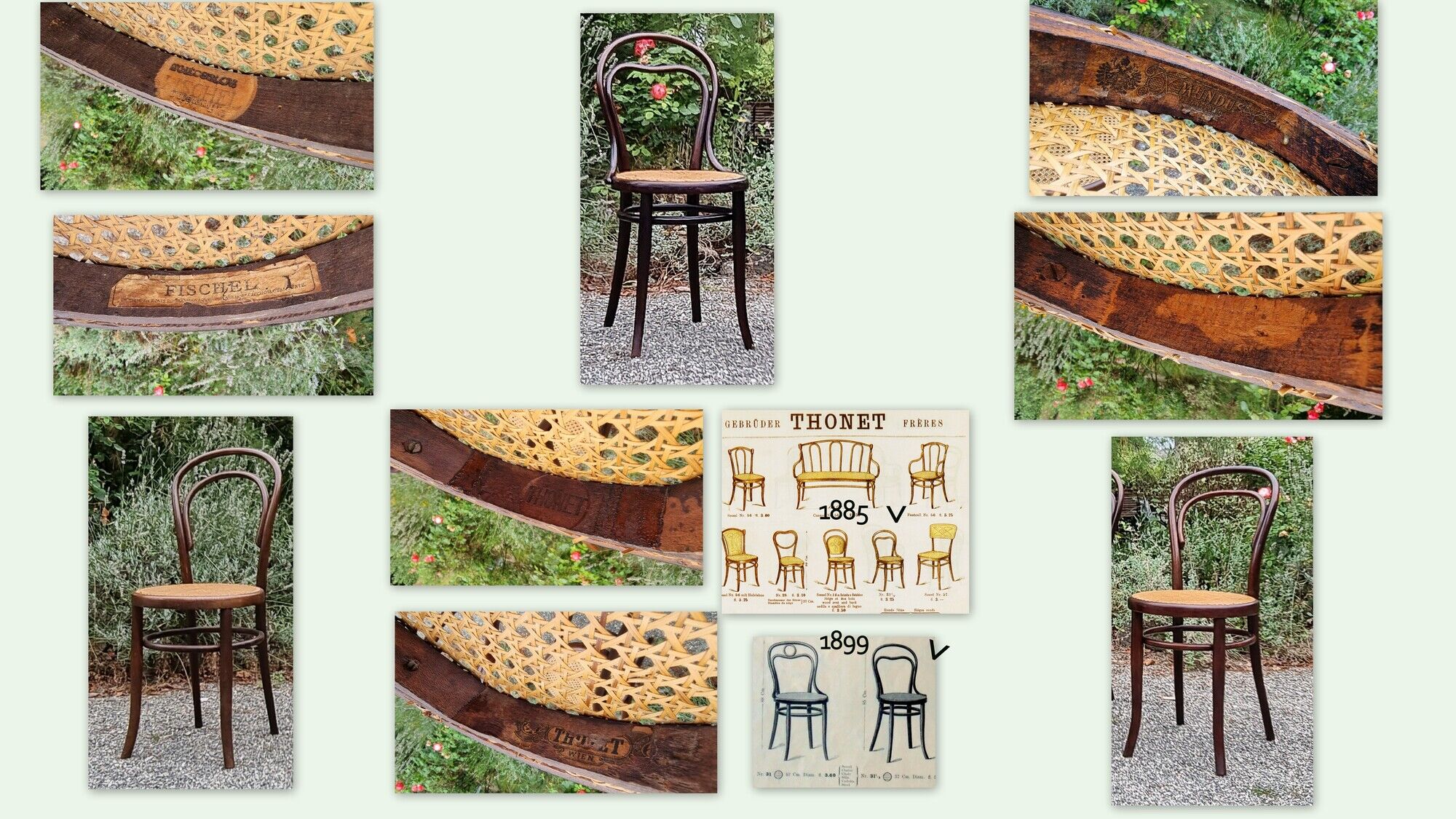 Trio chairs bistrot Thonet, Fischel and Mundus early twentieth century