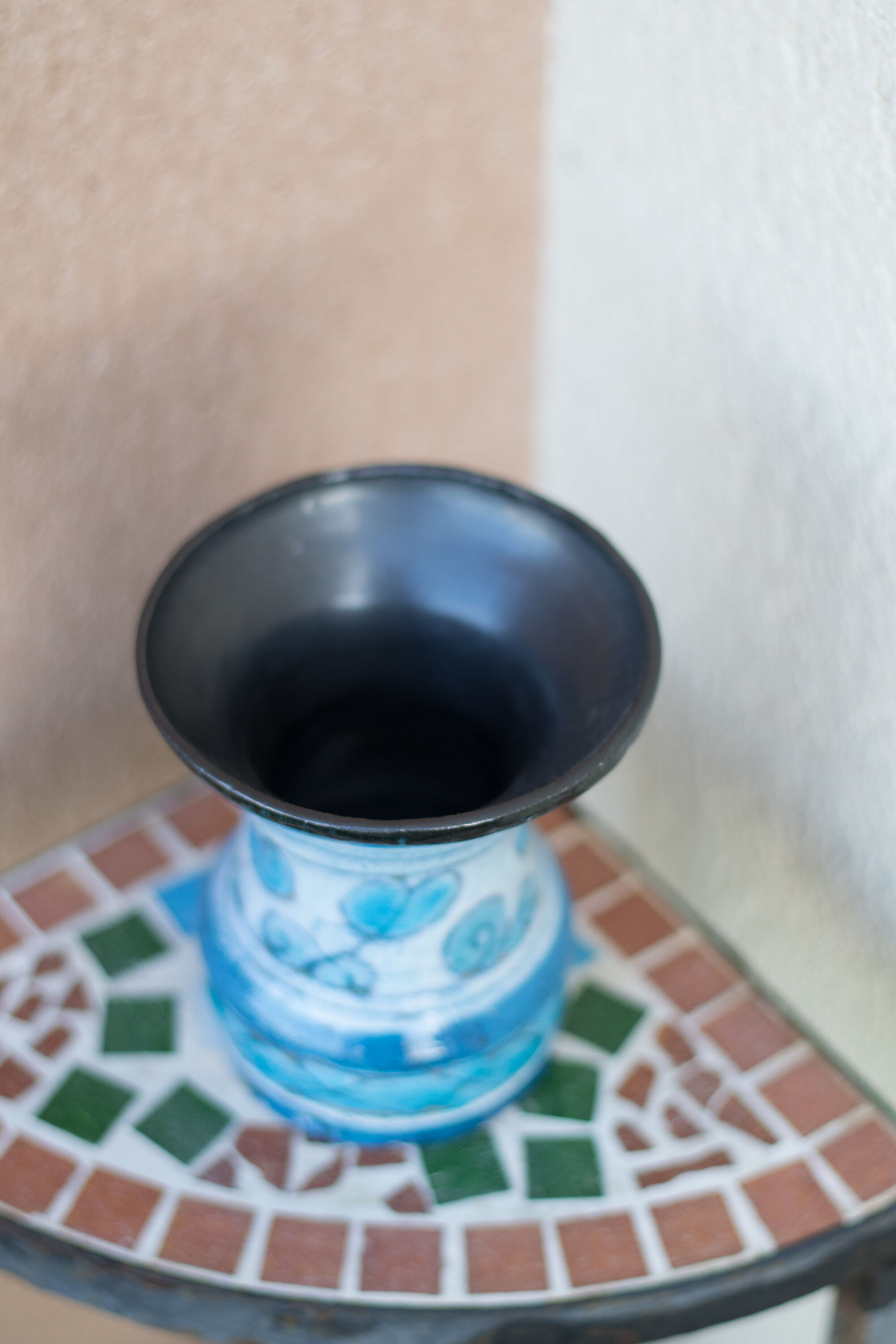 Raku blue vase with Scandinavian tendencies