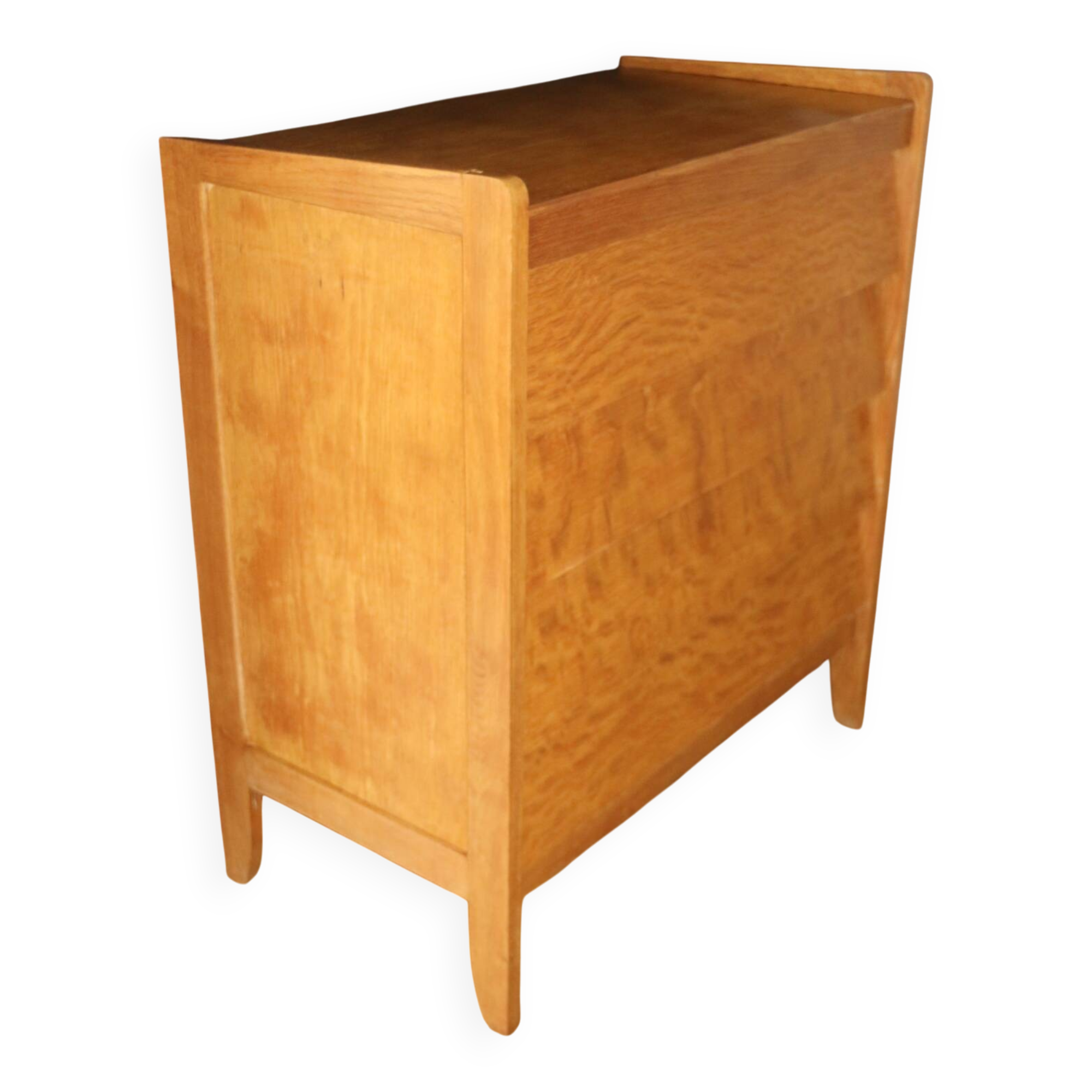 Chest of drawers with 4 drawers, light oak, 1960.