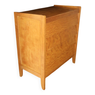 Chest of drawers with 4 drawers, light oak, 1960.