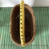 Vintage basket in woven wicker and scoubidou wire