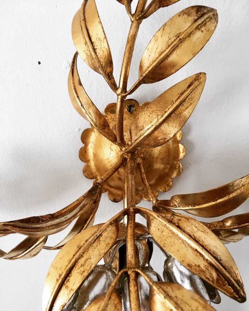 Iitalian Hollywood Regency gilded metal wall lamp by Hans Kögl