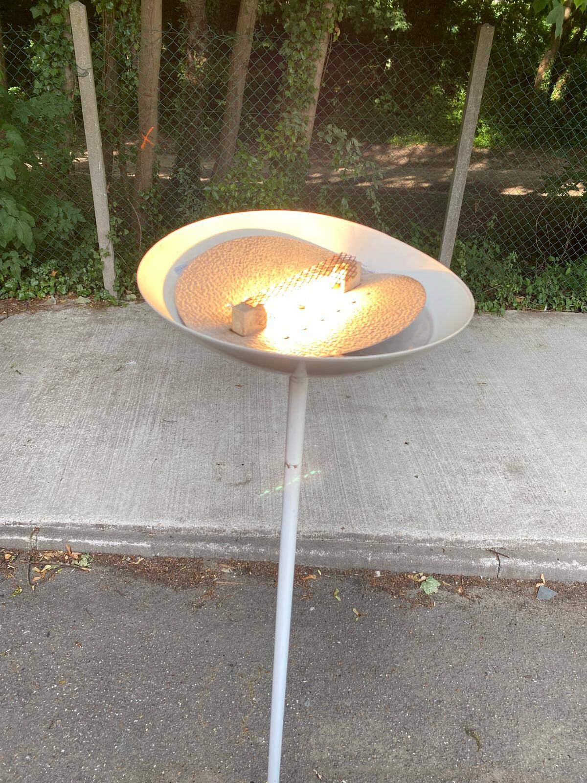 Vintage Italian white floor lamp with round dome