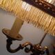 Empire style hot water bottle lamp with fabric lampshade / vintage 50-60s