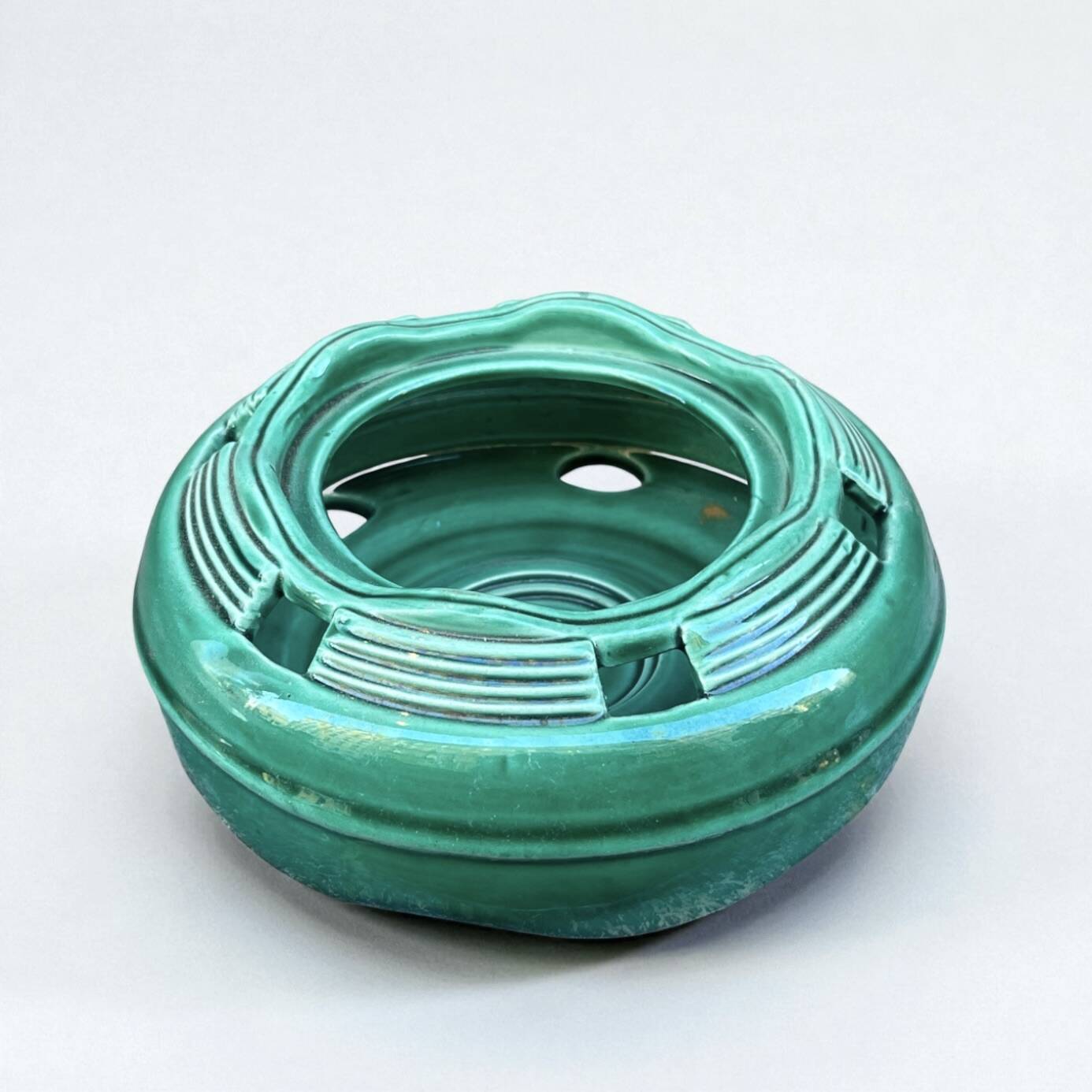 Green ceramic potpourri dish, SOFCD, 1950s