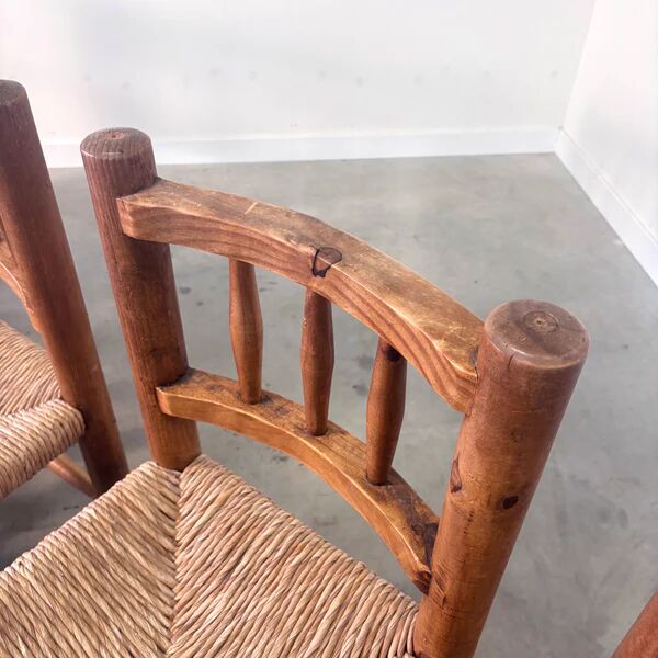 Vintage wicker farmer dining chairs, 1960s