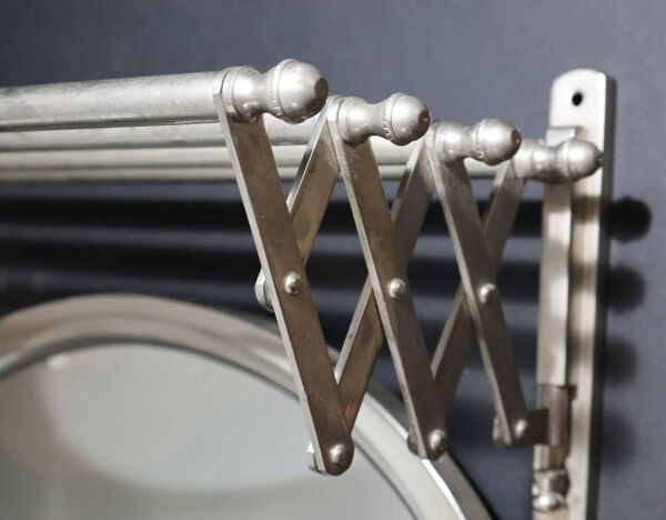 Antique Metal Train Coat Rack with Mirror French Luggage Rack