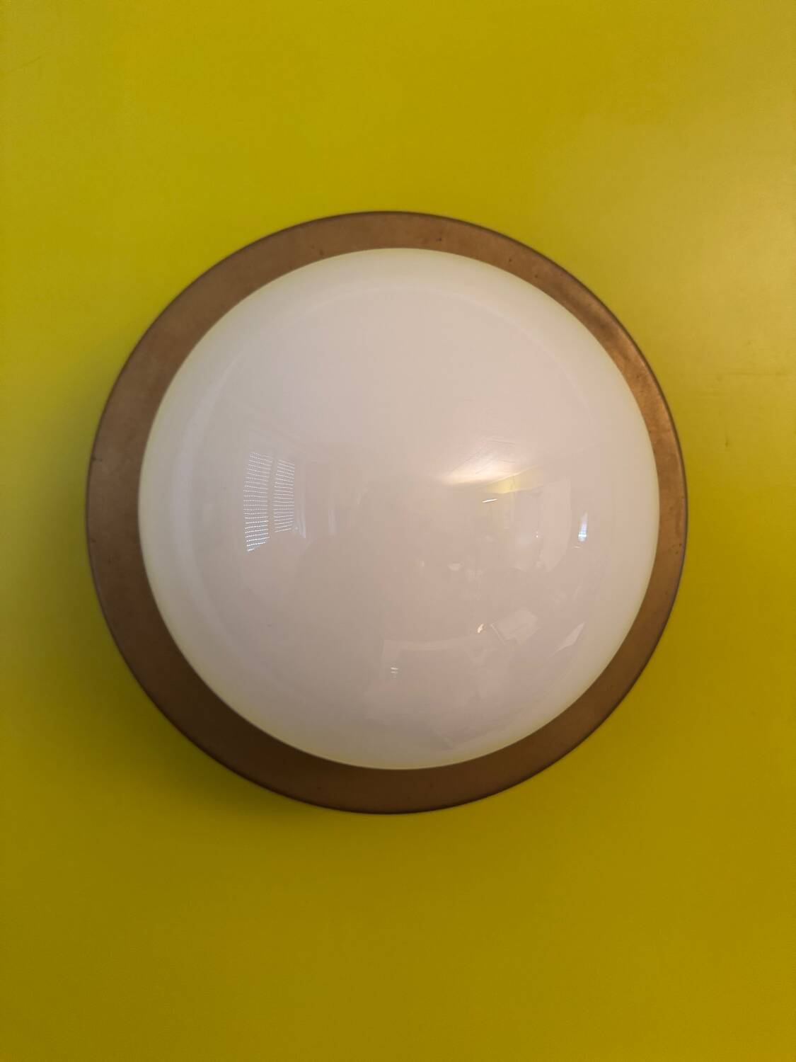 Opaline ball lamp with gold base from the 70s