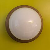 Opaline ball lamp with gold base from the 70s