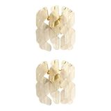 Set of Two Transparent “Ricci” Murano Glass Gold 24k Wall Sconces in Mazzega Style