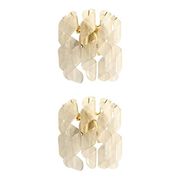 Set of Two Transparent “Ricci” Murano Glass Gold 24k Wall Sconces in Mazzega Style