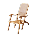 Cane folding armchair in solid wood