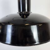 Large Industrial Black Enamel Factory Lamp with Cast Iron Top, 1950s