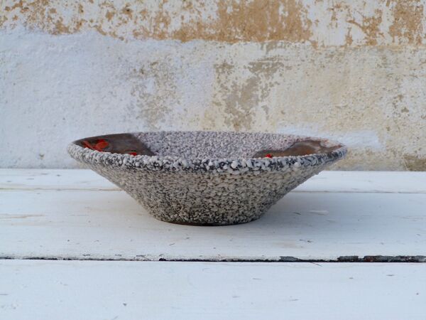 Plat creux Vallauris fat lava fond verre motifs animaliers