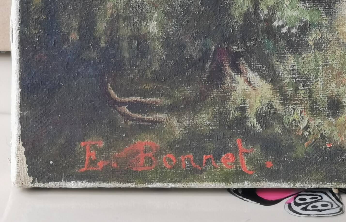 Oil / canvas Landscape of a mountain village from the 19th century François Bonnet (1811-1