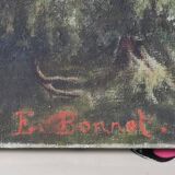 Oil / canvas Landscape of a mountain village from the 19th century François Bonnet (1811-1