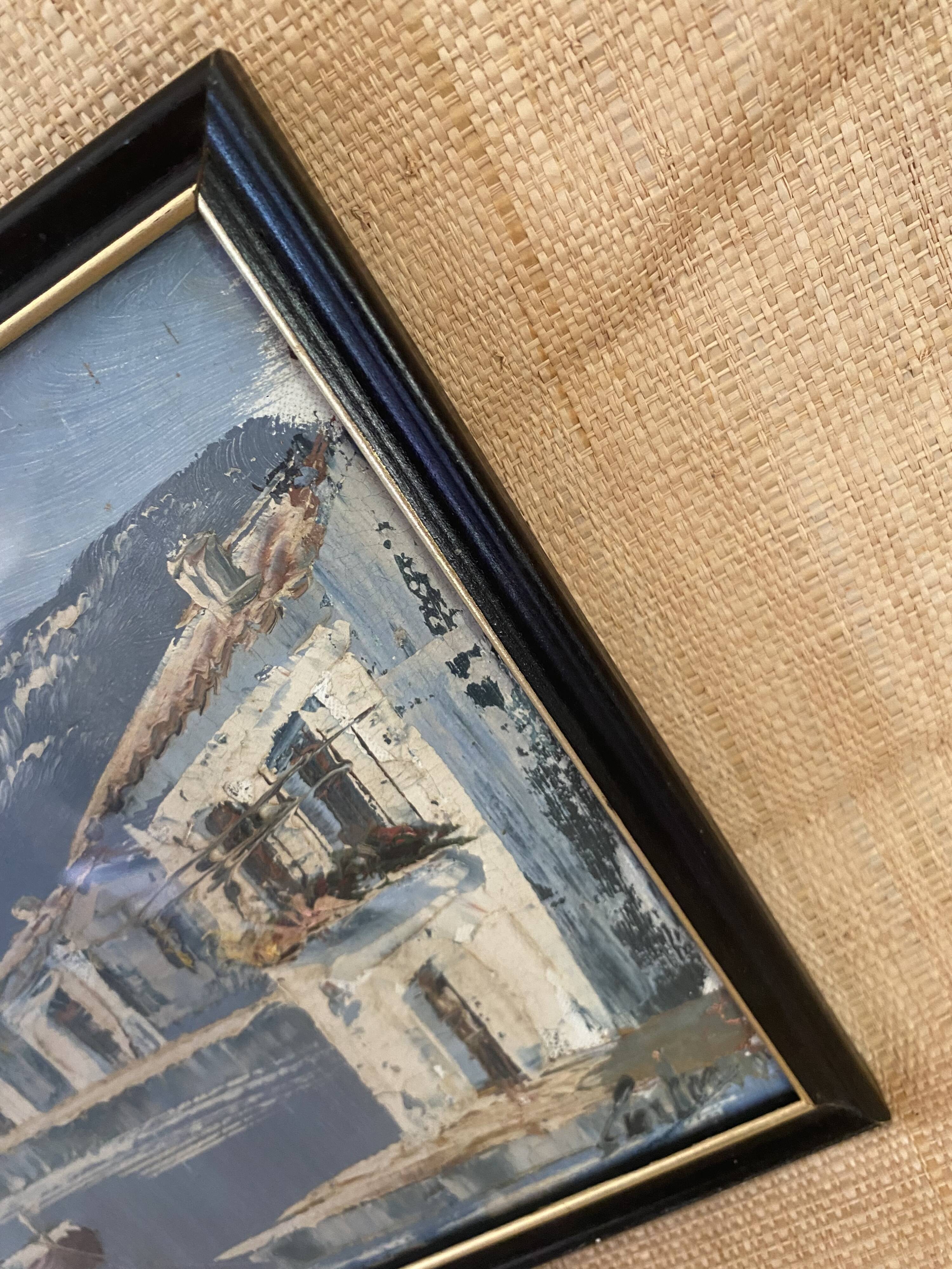 Oil on canvas framed under glass